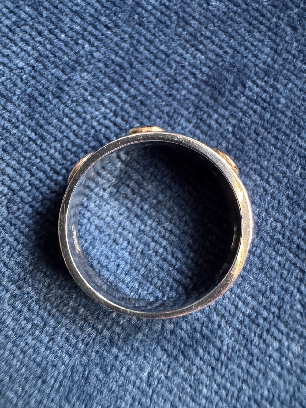 14k Yellow Gold & Sterling Silver Screw Heads Band Ring Size 6 - Picture 6 of 9